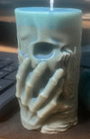 Handed-Skull Layered Pillar Candle -