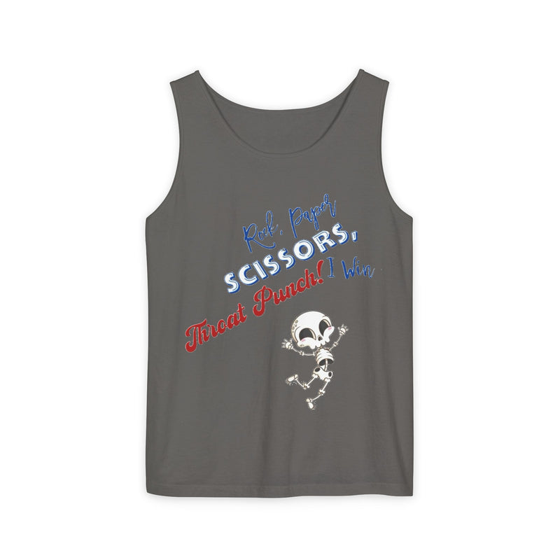 Reel Paper Scissors Tank Top, Fun Summer Casual Wear, Skeleton Graphic Tee, Gift for Gamers