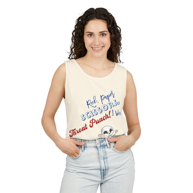 Reel Paper Scissors Tank Top, Fun Summer Casual Wear, Skeleton Graphic Tee, Gift for Gamers