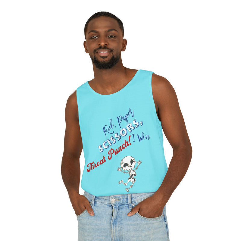 Reel Paper Scissors Tank Top, Fun Summer Casual Wear, Skeleton Graphic Tee, Gift for Gamers