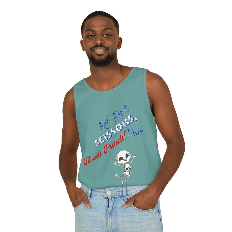 Reel Paper Scissors Tank Top, Fun Summer Casual Wear, Skeleton Graphic Tee, Gift for Gamers