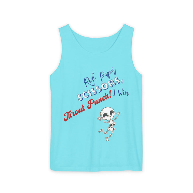 Reel Paper Scissors Tank Top, Fun Summer Casual Wear, Skeleton Graphic Tee, Gift for Gamers