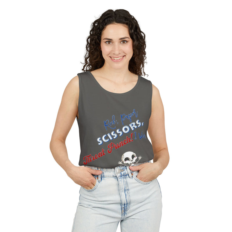 Reel Paper Scissors Tank Top, Fun Summer Casual Wear, Skeleton Graphic Tee, Gift for Gamers