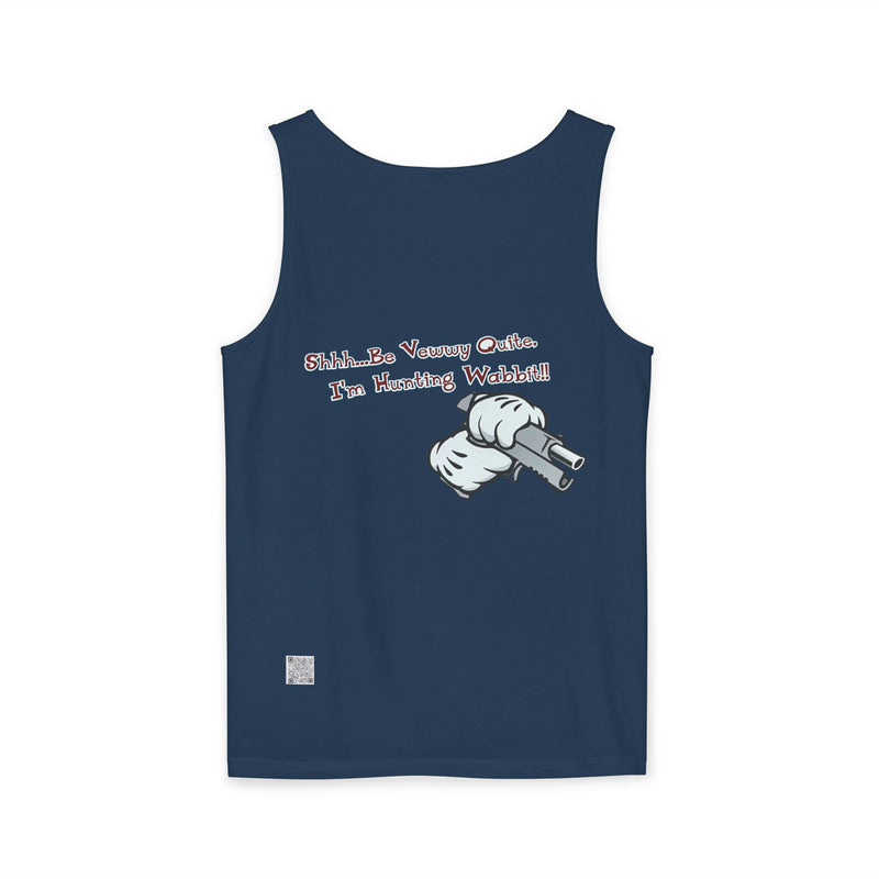 Whimsical Hunting Rabbit Tank Top, Summer Tees for Gamers, Funny Gift for Hunters, Vacation Wardrobe Essential, Unisex Graphic Top