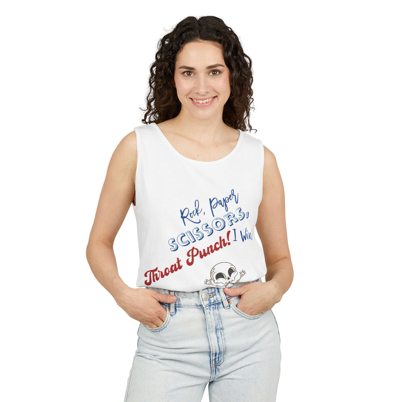 Reel Paper Scissors Tank Top, Fun Summer Casual Wear, Skeleton Graphic Tee, Gift for Gamers