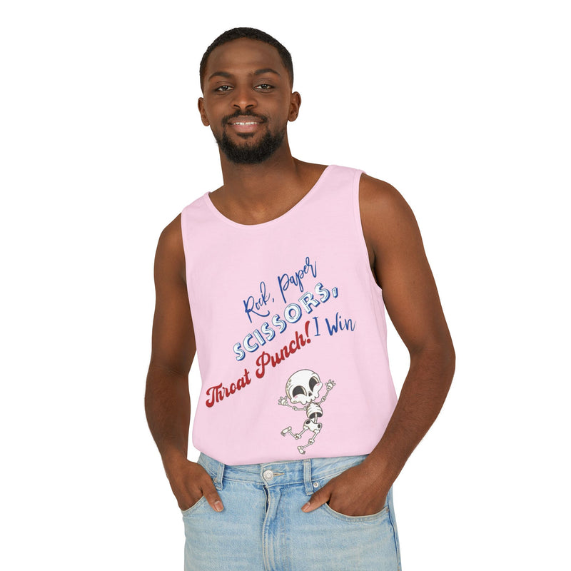 Reel Paper Scissors Tank Top, Fun Summer Casual Wear, Skeleton Graphic Tee, Gift for Gamers