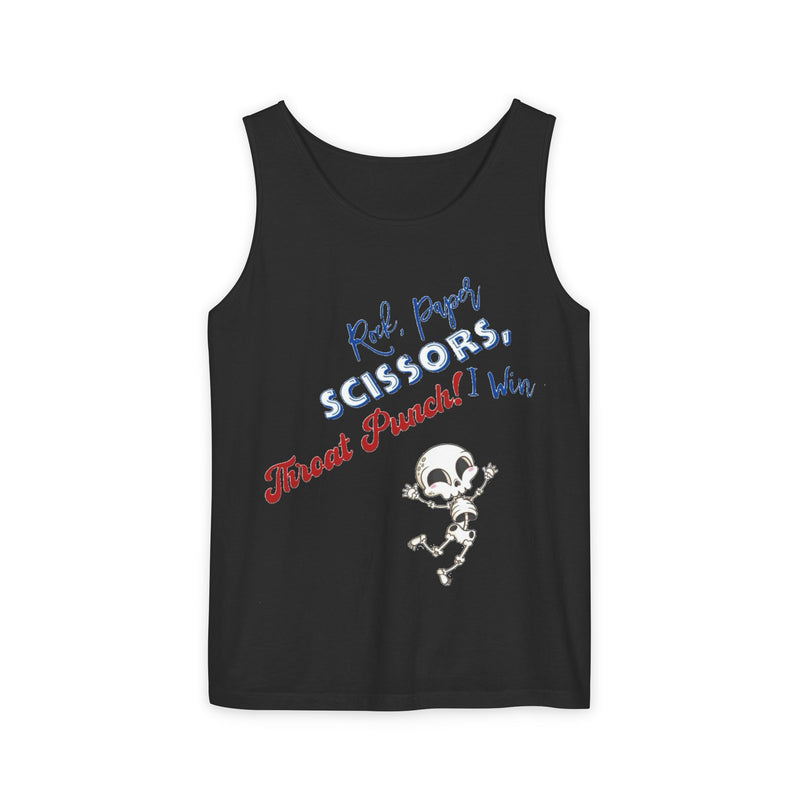 Reel Paper Scissors Tank Top, Fun Summer Casual Wear, Skeleton Graphic Tee, Gift for Gamers
