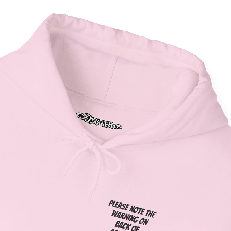 Streetwear Hooded Sweatshirt - Fun Warning Label Design