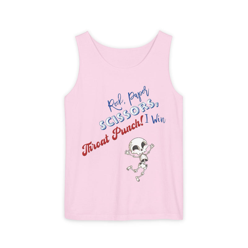 Reel Paper Scissors Tank Top, Fun Summer Casual Wear, Skeleton Graphic Tee, Gift for Gamers