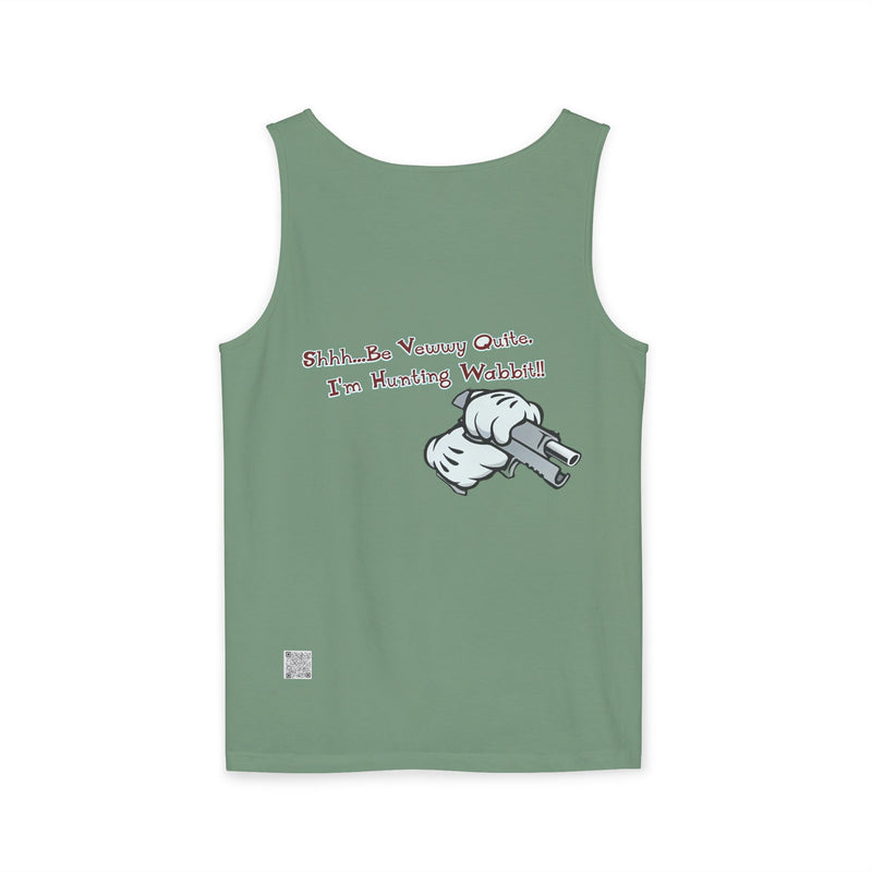Whimsical Hunting Rabbit Tank Top, Summer Tees for Gamers, Funny Gift for Hunters, Vacation Wardrobe Essential, Unisex Graphic Top