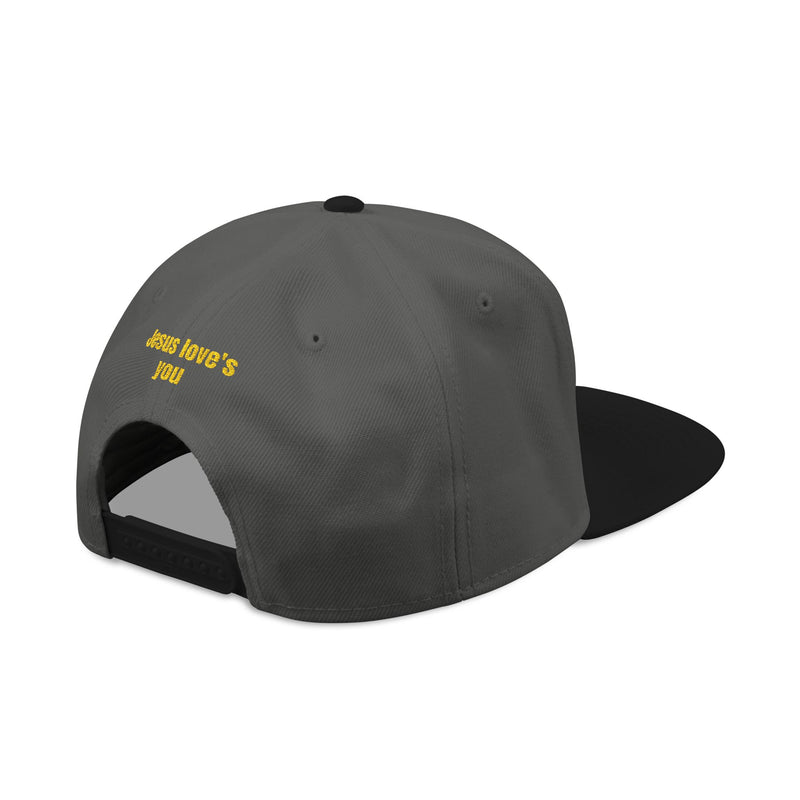 Snapback Cap Embroidered with 'I may throat punch you but remember Jesus loves you'