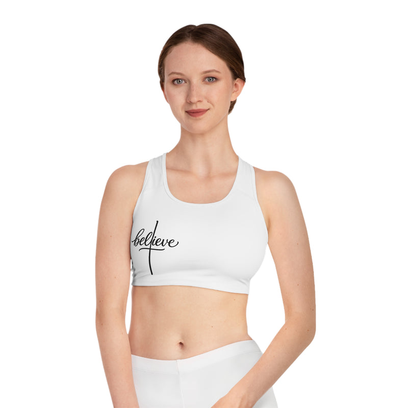 “Believe”Stylish Sports Bra - Motivational Workout Gear, Fitness Apparel, Cute Activewear, Yoga Top, Trendy Underwear