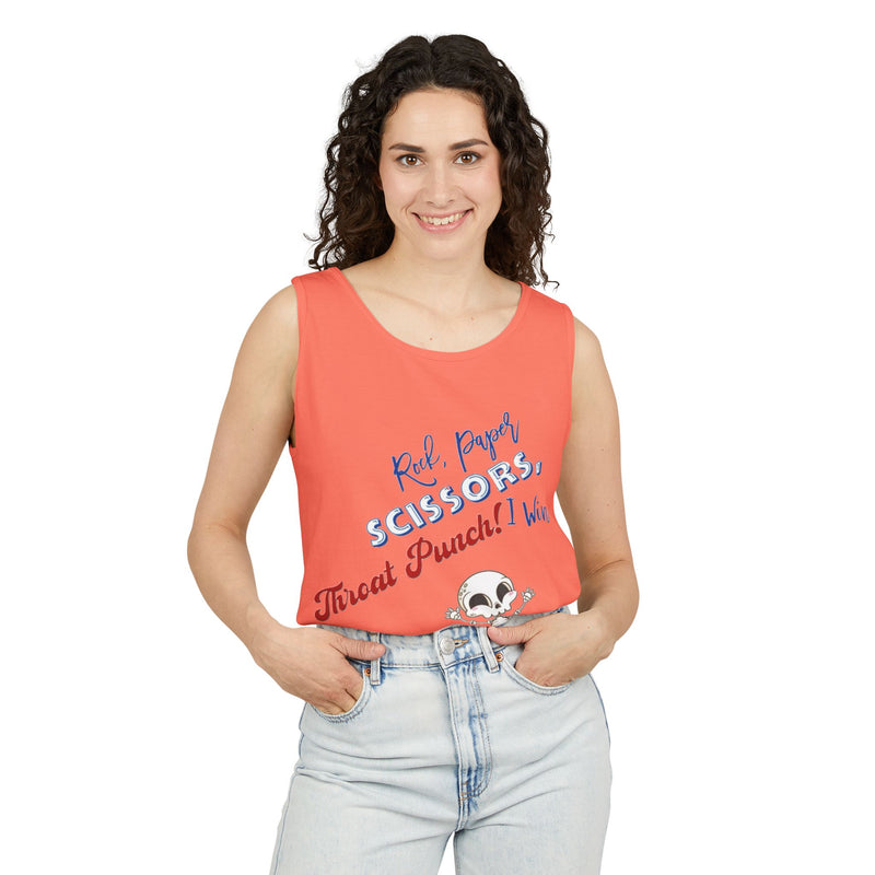 Reel Paper Scissors Tank Top, Fun Summer Casual Wear, Skeleton Graphic Tee, Gift for Gamers