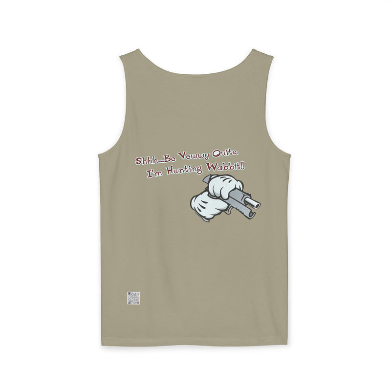 Whimsical Hunting Rabbit Tank Top, Summer Tees for Gamers, Funny Gift for Hunters, Vacation Wardrobe Essential, Unisex Graphic Top