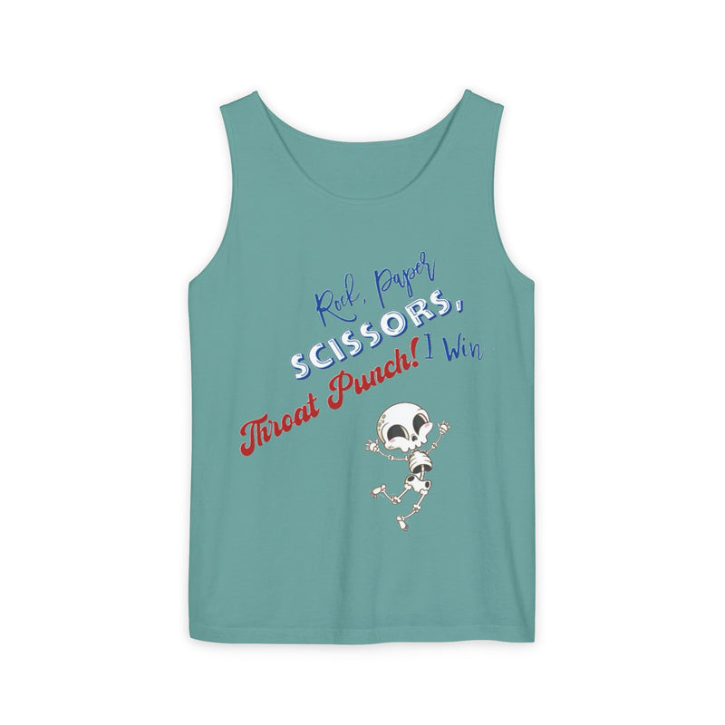 Reel Paper Scissors Tank Top, Fun Summer Casual Wear, Skeleton Graphic Tee, Gift for Gamers
