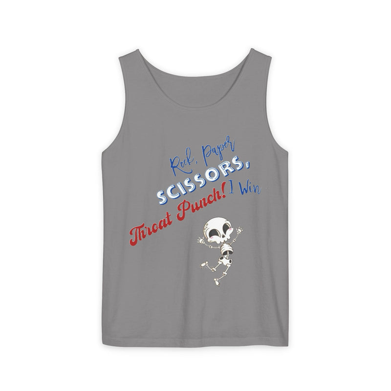 Reel Paper Scissors Tank Top, Fun Summer Casual Wear, Skeleton Graphic Tee, Gift for Gamers