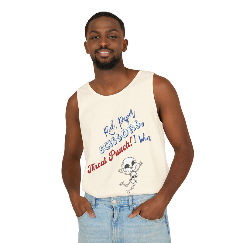 Reel Paper Scissors Tank Top, Fun Summer Casual Wear, Skeleton Graphic Tee, Gift for Gamers