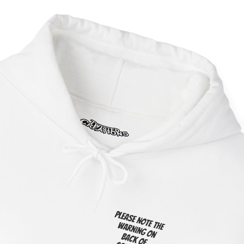 Streetwear Hooded Sweatshirt - Fun Warning Label Design