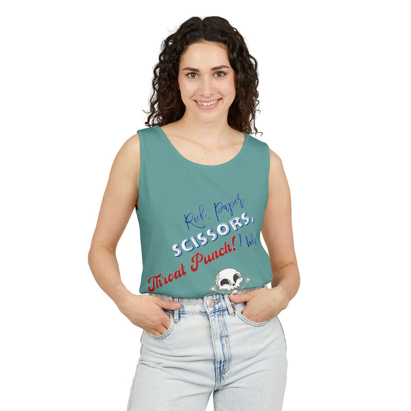 Reel Paper Scissors Tank Top, Fun Summer Casual Wear, Skeleton Graphic Tee, Gift for Gamers