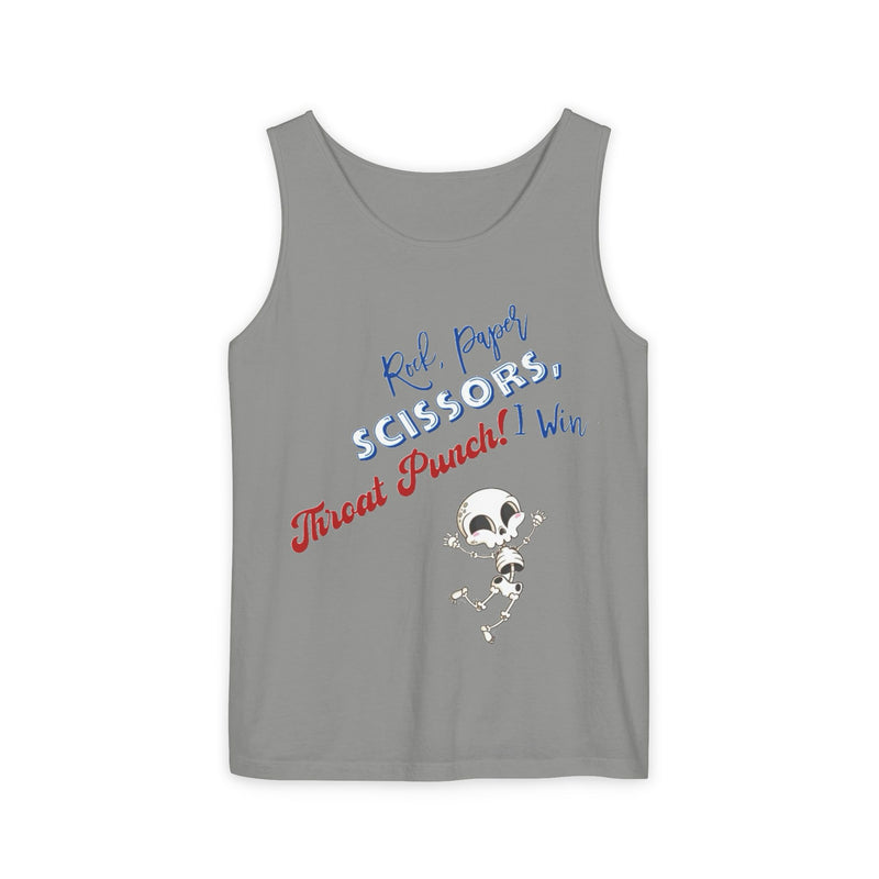 Reel Paper Scissors Tank Top, Fun Summer Casual Wear, Skeleton Graphic Tee, Gift for Gamers