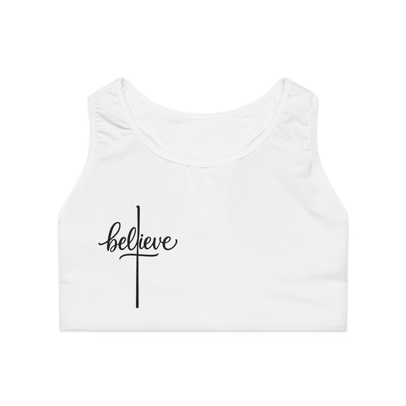 “Believe”Stylish Sports Bra - Motivational Workout Gear, Fitness Apparel, Cute Activewear, Yoga Top, Trendy Underwear
