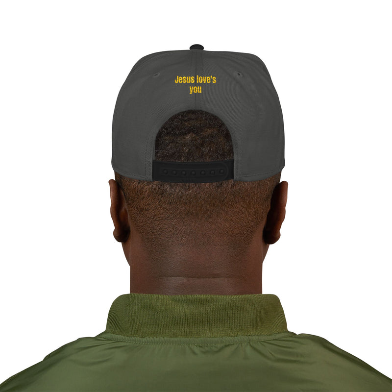 Snapback Cap Embroidered with 'I may throat punch you but remember Jesus loves you'