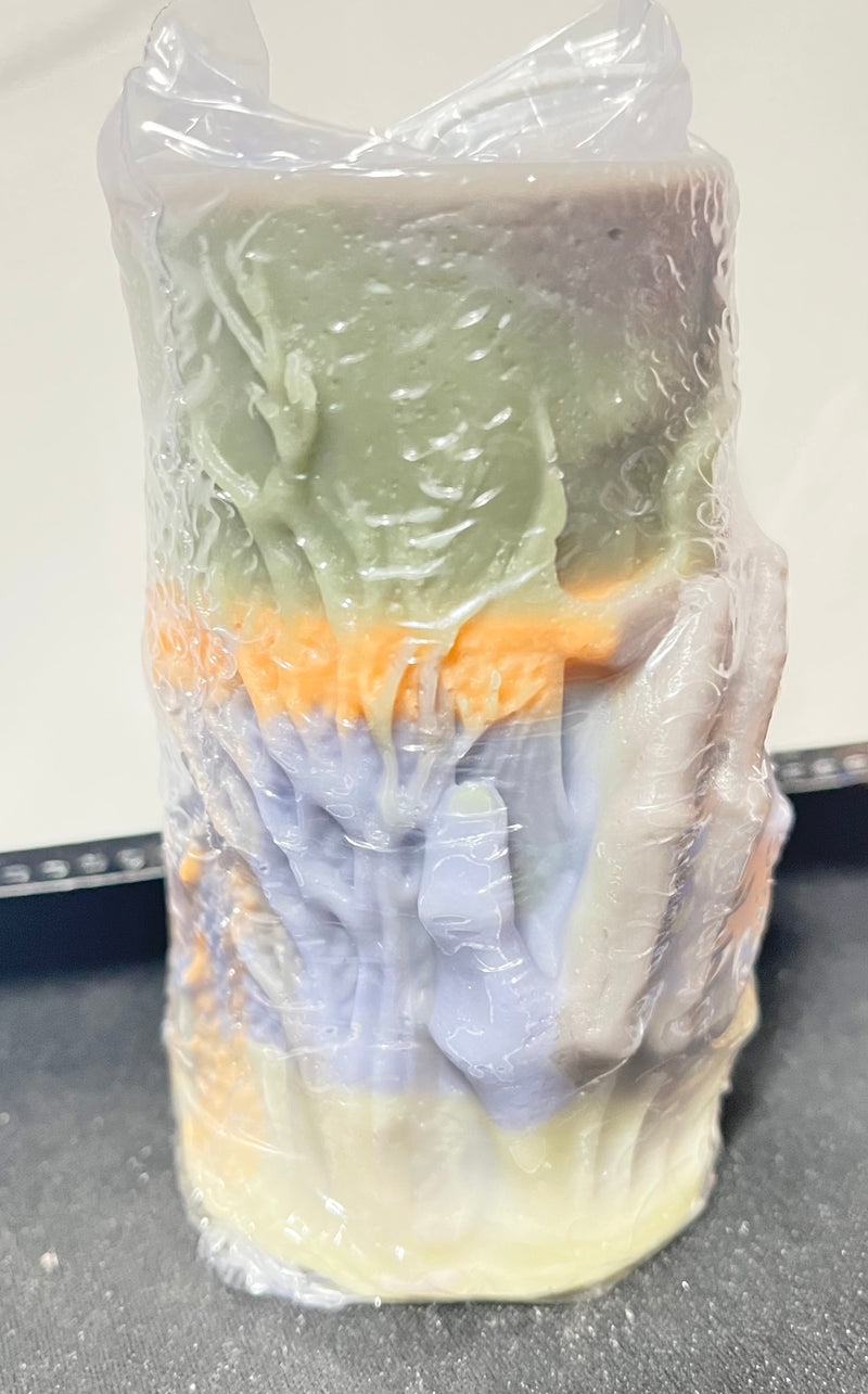 Handed-Skull  Layered Pillar Candle -