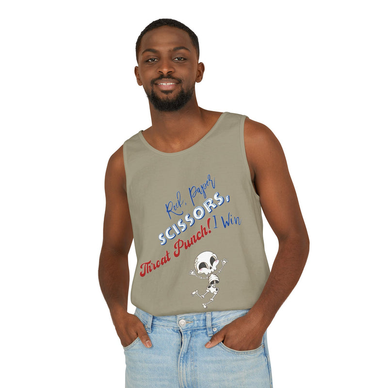 Reel Paper Scissors Tank Top, Fun Summer Casual Wear, Skeleton Graphic Tee, Gift for Gamers
