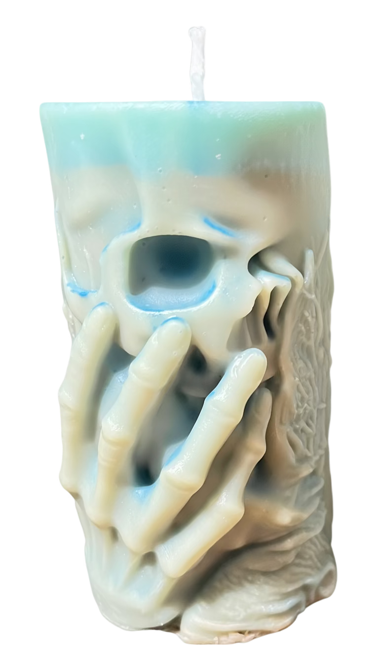 Handed-Skull  Layered Pillar Candle -
