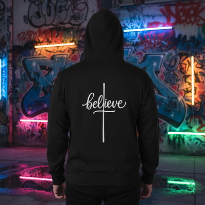 Streetwear Believe Unisex Zip Hoodie - Twisted Creations