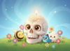 Cute cartoon skull candle without rainbows