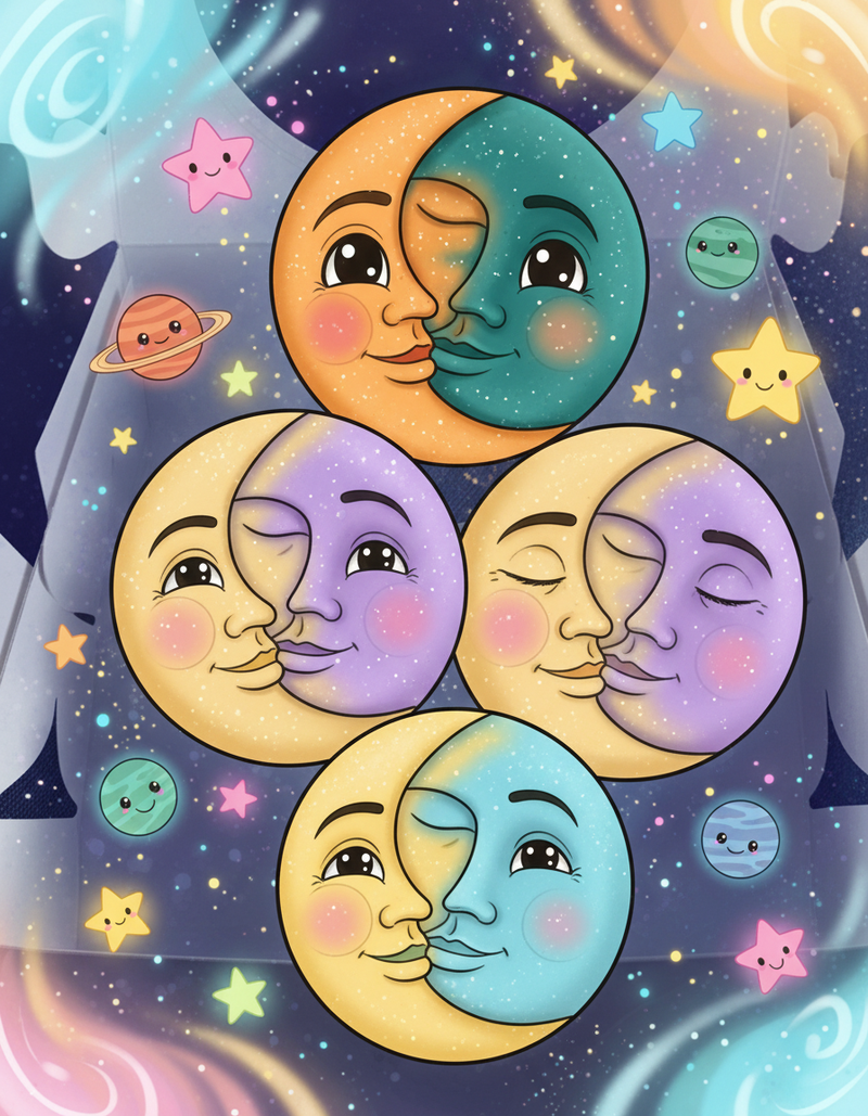 Cute cartoon sun and moon wax melts