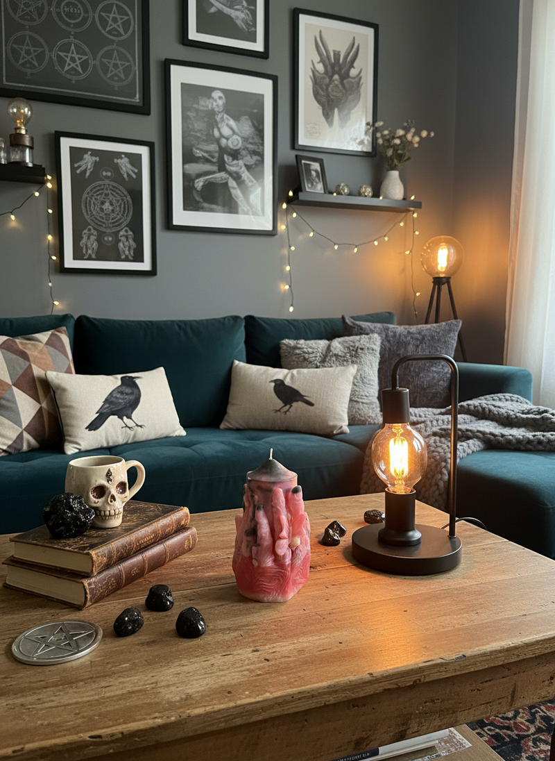 Pink candle in living room