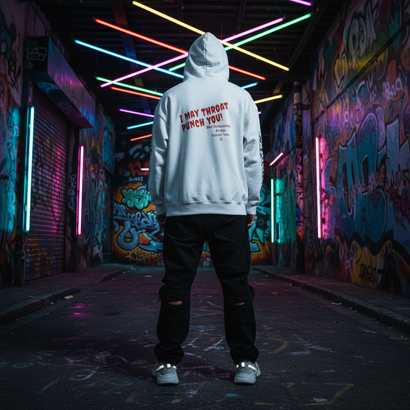 Throat Punch Jesus Hoodie - Back View